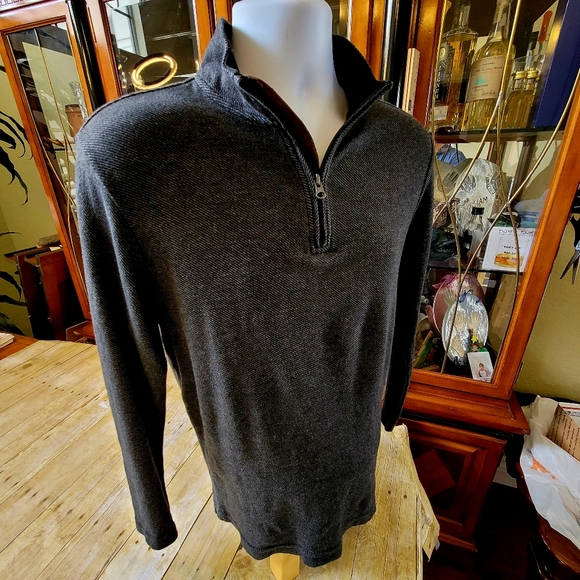 Chaps Ralph Lauren Men's Quarter Zip Houndstooth Sweater in Grey Size Sz Small - Picture 1 of 5